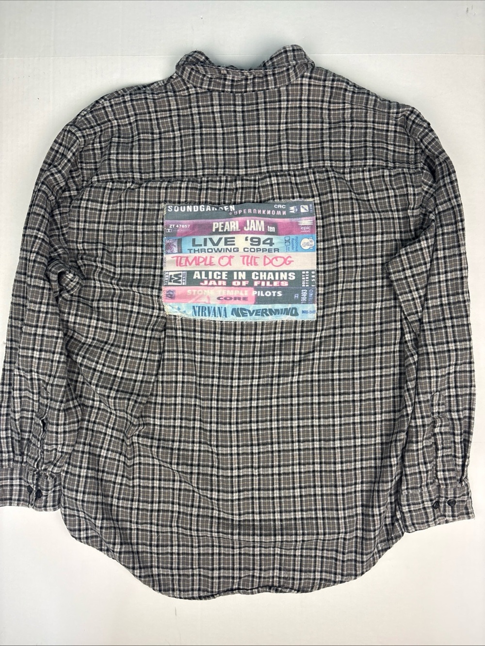Upcycled Adult XL Shirt Grunge Cassette Tape AIC Pearl Jam Nirvana Soundgarden